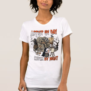 Künstlertag Hexennacht Halloween Skelett Maler  T-Shirt