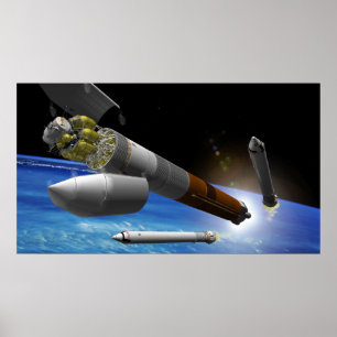Künstlerwiedergabe einer Heavy-Lift-Rakete Poster