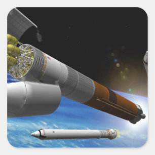 Künstlerwiedergabe einer Heavy-Lift-Rakete Quadratischer Aufkleber