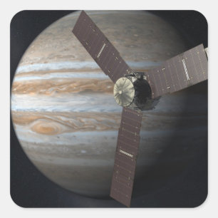 Künstlerwiedergabe von JUNO Orbiter am Jupiter Quadratischer Aufkleber