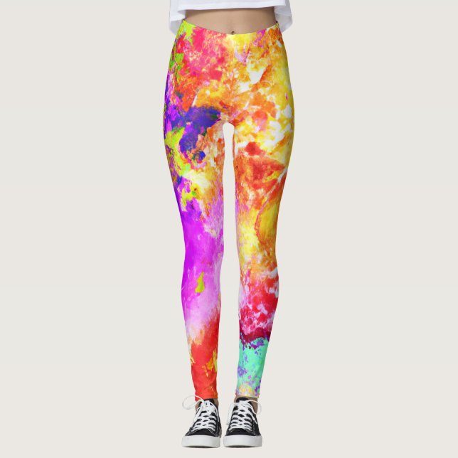 Künstliche Abstrakte Farbexplosionen Leggings (Vorderseite)