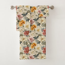 Künstliche Aquarellfarben Vintage Blume Elegant Ni Badhandtuch Set