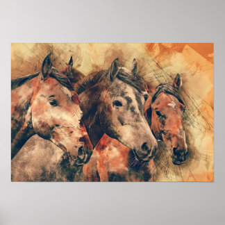 Künstliche Aquarellmalerei Poster