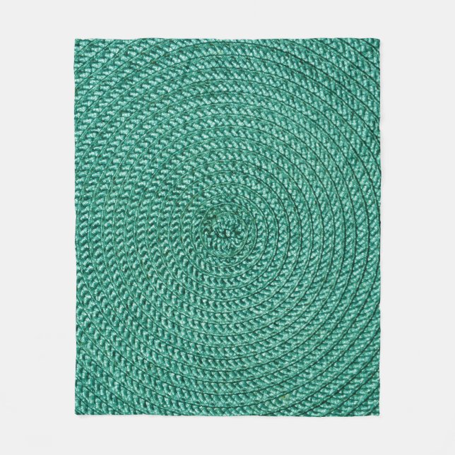 Künstliche geflochtene grüne Stofftextur. Fleecedecke (Vorderseite)
