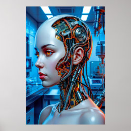 Künstliche Intelligenz Cool Blue Sci-Fi Poster