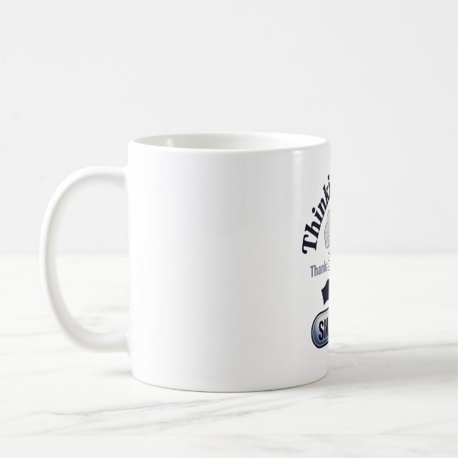 Künstliche Intelligenz denkt mehr Spaß Kaffeetasse (Links)