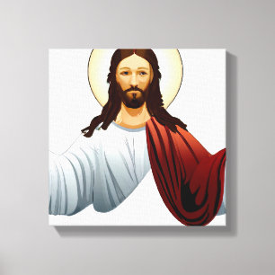 Künstliche Intelligenz Kunst von Jesus mit ausgest Leinwanddruck