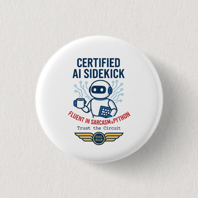 Künstliche Intelligenz Sidekick Funny Design Button (Vorderseite)