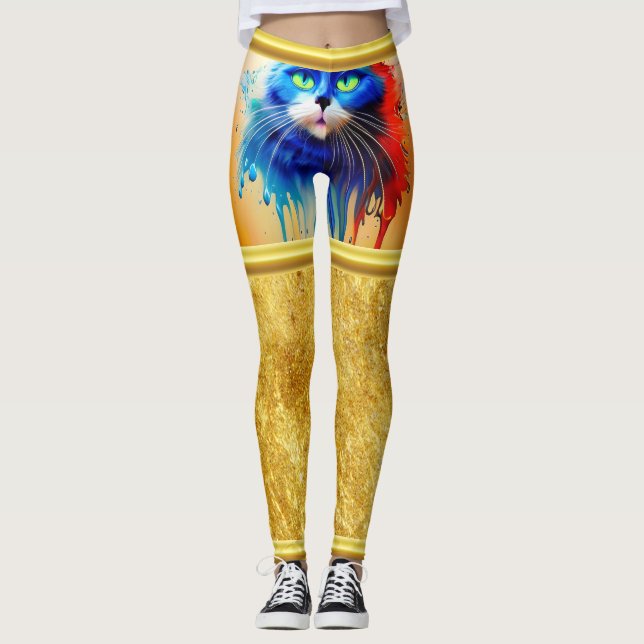 Künstliche Intelligenz Tier bunt Katze Leggings (Vorderseite)