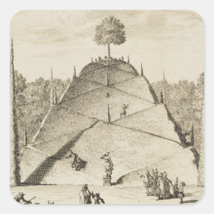 Künstlicher Monte Parnassus, in Gravur von Johanne Quadratischer Aufkleber