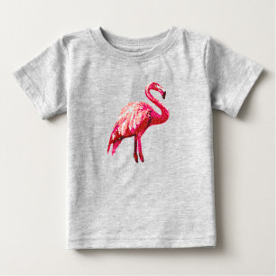 Künstlicher Pailletten-Druck Tropischer Flamingo V Baby T-shirt