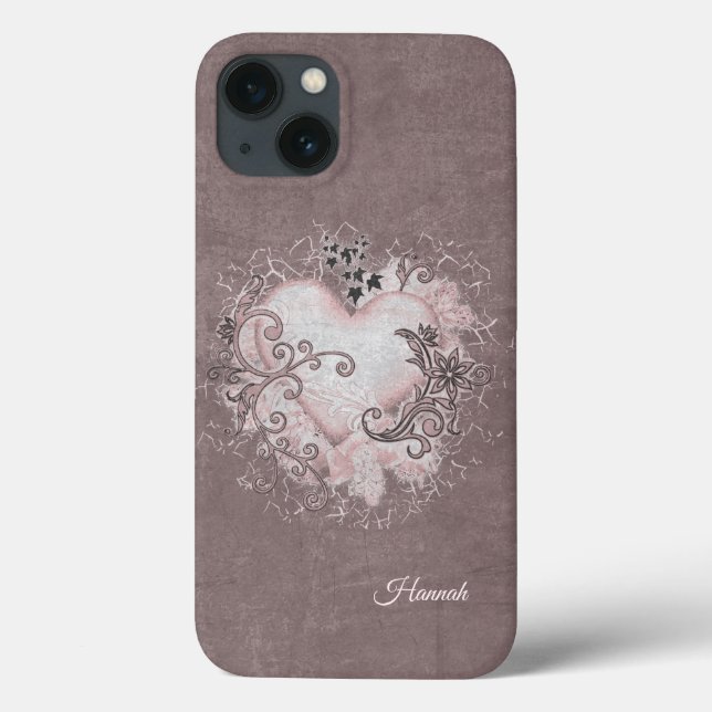Künstliches Herz 💗 u. personalisierbare Text Hand Case-Mate iPhone Hülle (Rückseite)