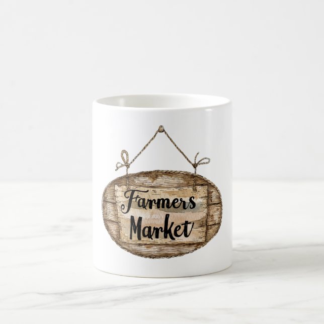 Künstliches Holz Schild für Bauernmarkt Kaffeetasse (Mittel)