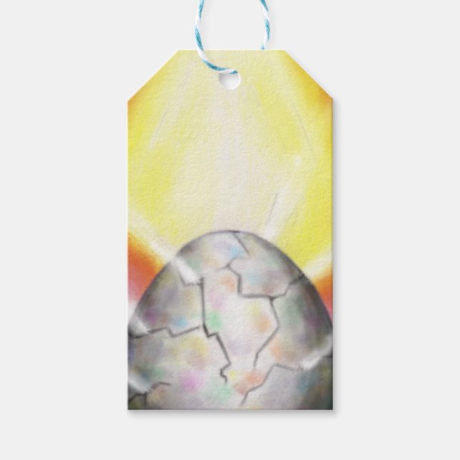 Kunstlicht, das aus großen Ostereiern ausbricht Geschenkanhänger (Vorderseite)