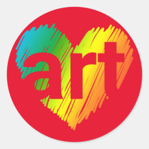 Kunstliebhaber, großes Herz mit dem Wort Kunst, kr Runder Aufkleber