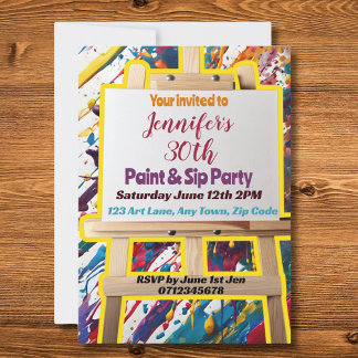 Kunstmalerei auf dem Sip and Paint Party künstleri Einladung
