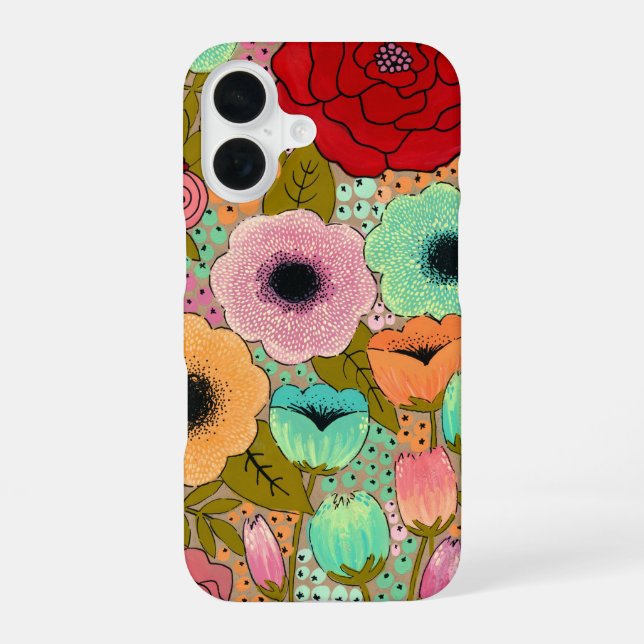 Kunstmalerei Blumen Apfel  iPhone 16 Hülle (Rückseite)