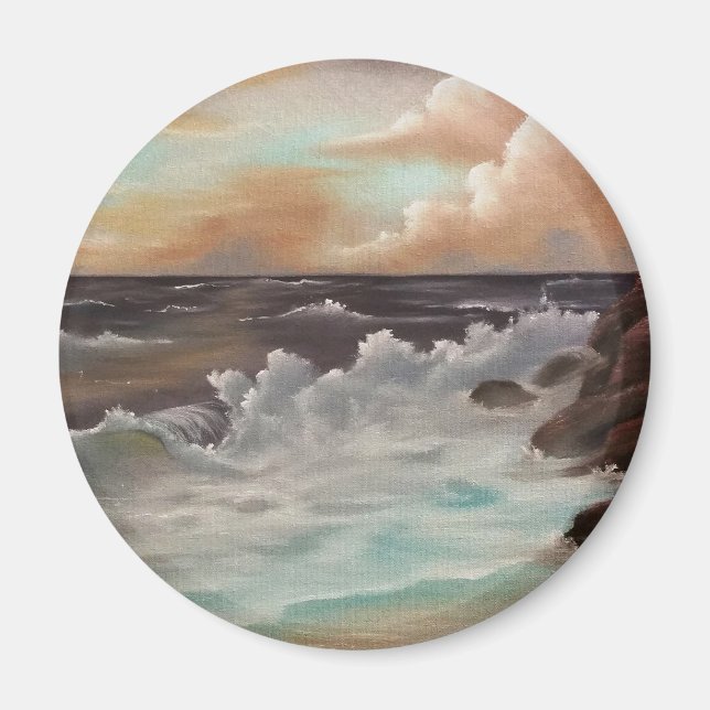 Kunstmalerei "Meeresrauschen" Bob Ross Magnet (Vorne)