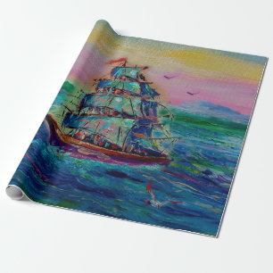 Kunstmalerei Öl Farbe barque Glück thailandabstra Geschenkpapier