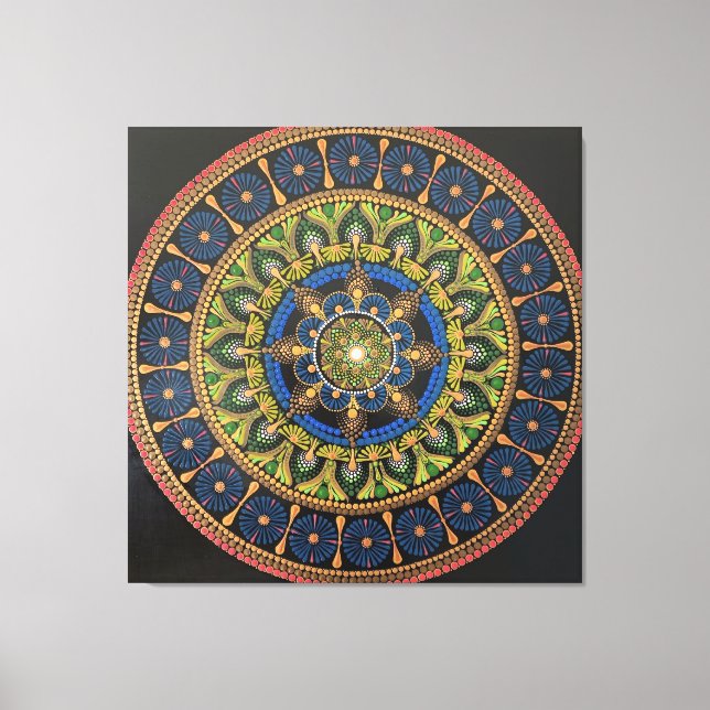 Kunstmauer Mandala, Kunstwerke, Wanddekoration, ei Leinwanddruck (Vorderseite)