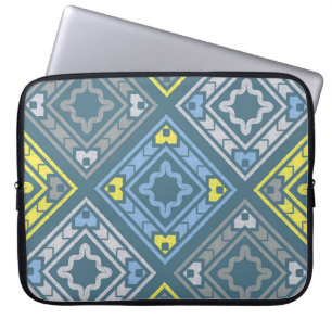 Kunstnahtloses Muster. Volksmotiv. Vintage Geometr Laptopschutzhülle