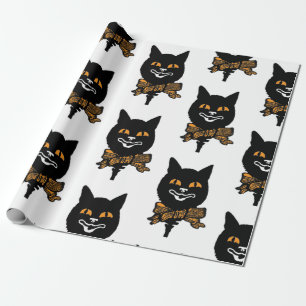 KUNSTNOUVEAU SCHWARZER CAT-Packpapier HALLOWEEN Geschenkpapier