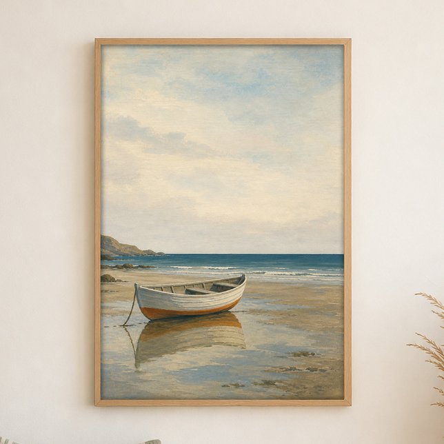 Kunstposter im Wasserfarbenstil: Ruderboot bei Ebb Poster (Shown framed for scale. Poster ships unframed; frames are an optional add-on.)
