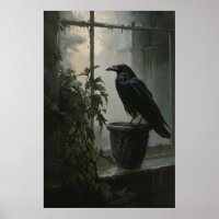 Kunstposter Krähe Rabe Dark Cottagecore Düstere Go