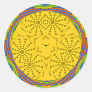 Kunstposter mit ägyptischem Motiv, Schachbrettrahm Runder Aufkleber