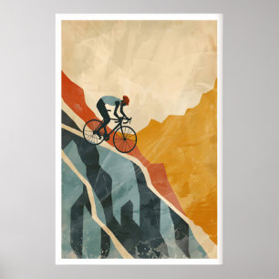 Kunstposter Mountainbiken, Vintage-Stil, Fett Poster