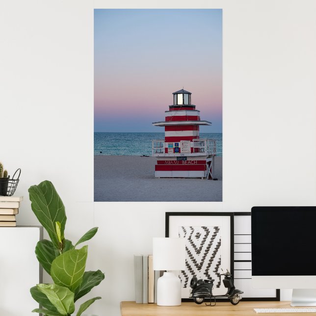 Kunstposter Strand-Rettungsturm Poster (Heimbüro)