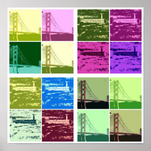 Kunstposter von Alcatraz und Golden Gate Bridge Po Poster