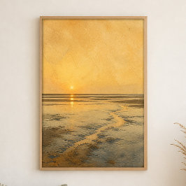 Kunstposter Wasserfarbe Küstenlandschaft bei Niedr Poster