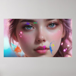 Kunstpotpourri  AI Mädchen und Abstraktes Poster