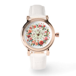 Kunstprint Aquarell Rosen Kranz Armbanduhr
