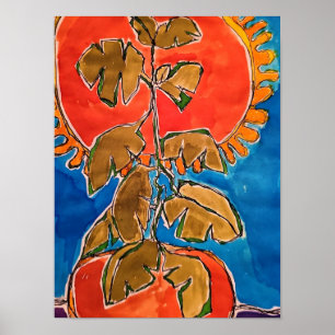 Kunstprint einer surrealistischen Tomatenpflanze Poster