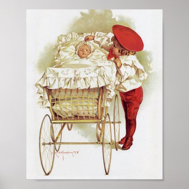 Kunstprint von Maud Humphrey Baby im Kinderwagen Poster (Vorne)