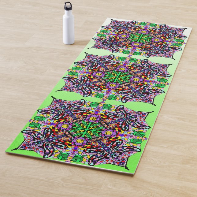 Kunstrasenfliege Mandala Lila Lime Green Yogamatte (Beispiel)