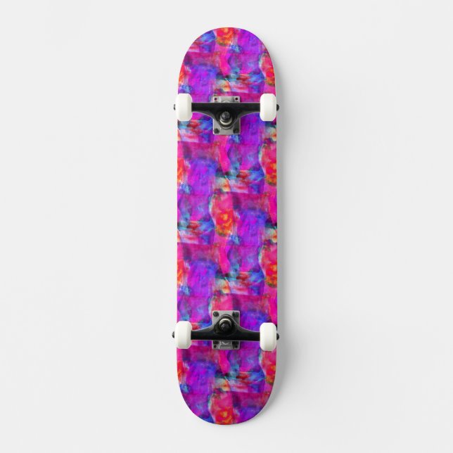 Kunstrosa, Blau, roter Beschaffenheitshintergrund Skateboard (Vorderseite)