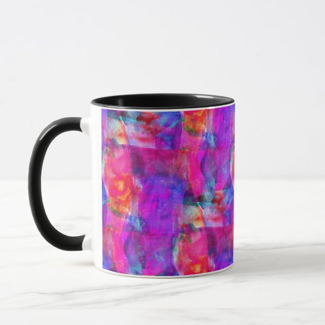 Kunstrosa, Blau, roter Beschaffenheitshintergrund Tasse (Links)