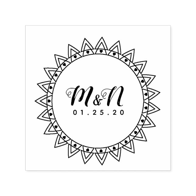 Kunstrunde der Hochzeitsloinlinie Hand Gezeichnet Permastempel (Design)