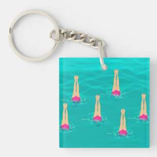 Kunstschwimmer schwimmen unter Wasser Schlüsselanhänger