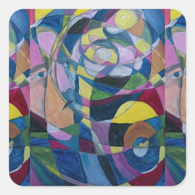 KUNSTSTICKER VON KÜNSTLER PAULA REILLY. QUADRATISCHER AUFKLEBER (Vorderseite)