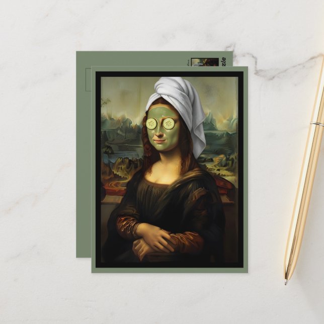 Kunststil Wellness-Tag Postkarte (Vorderseite/Rückseite Beispiel)