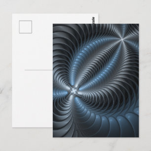 Kunststoff Blau Grau 3D Fraktal Art Moderne Abstra Postkarte