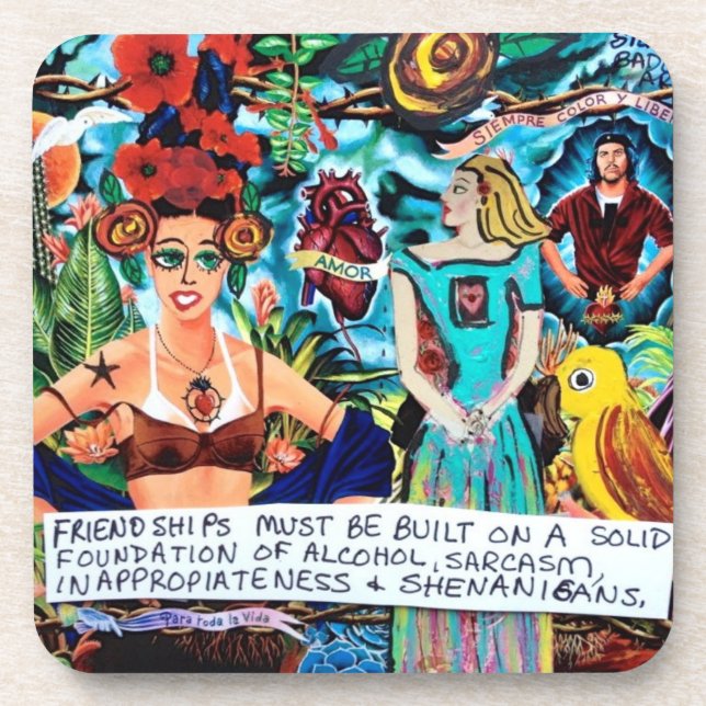 Kunststoff-UNTERSETZER-PK/6FREUNDSCHAFT,SCHENANIGA Untersetzer (Vorderseite)