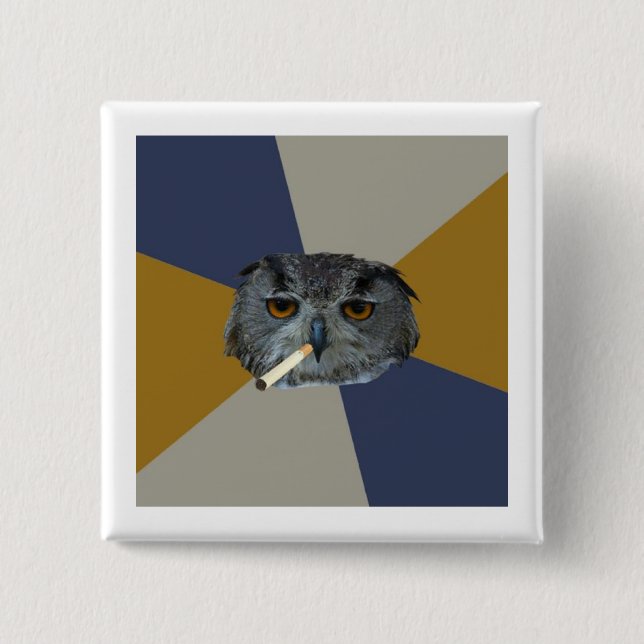 Kunststudent-Eulen-Ratetier Meme Button (Vorderseite)