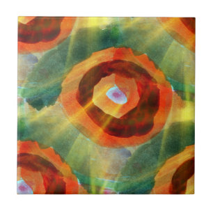 Kunsttextur abstraktes Wasser grün, orange, Kreis Fliese