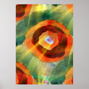 Kunsttextur abstraktes Wasser grün, orange, Kreis Poster