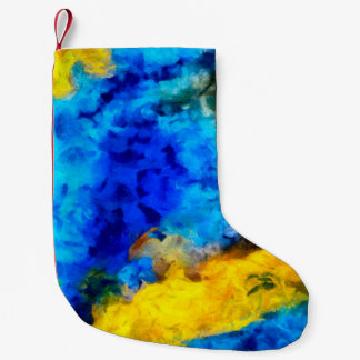 Kunsttextur, kreativer Öl-Hintergrund, gestreift u Kleiner Weihnachtsstrumpf